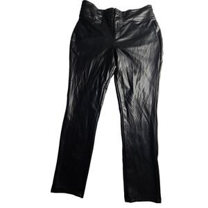 BBJ Black Faux Vegan Leather Stretch Pant Straight leg Women's Plus 17 / 33 2342